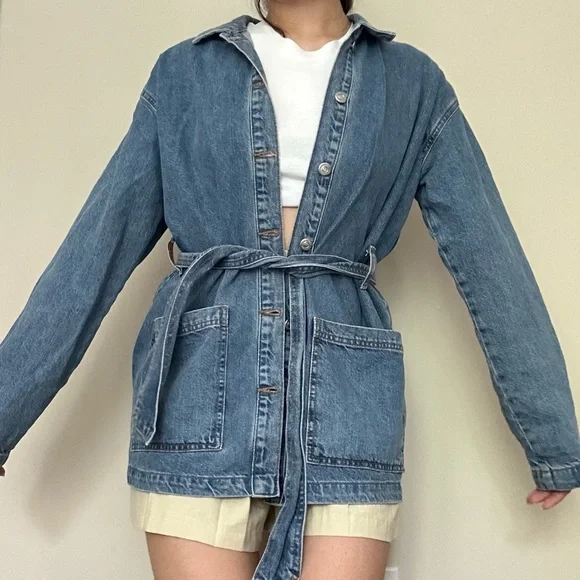 TOPSHOP Blue Denim Belted Jacket - Picture 3 of 7